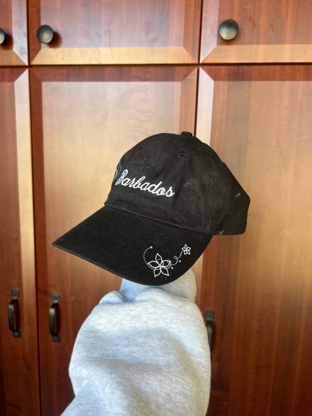 Black 'Barbados' Embroidered Baseball Cap